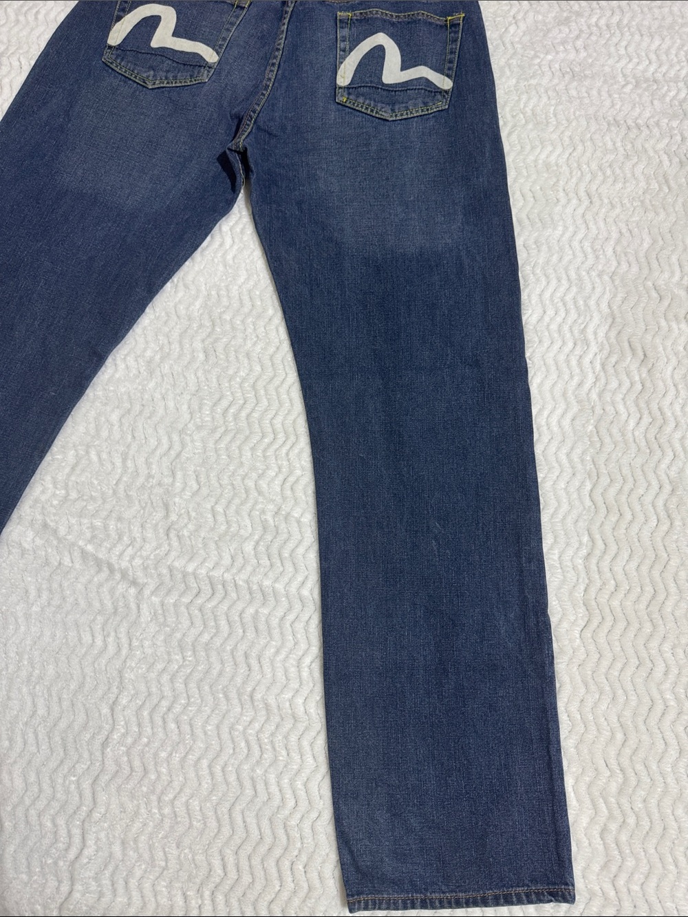 Vintage Evisu Denim Embroidered Jeans Japan Baggy Y2K Men Size 36 Blue - Picture 15 of 16